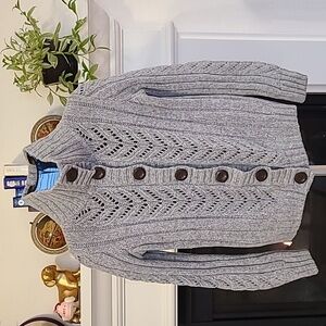 Gap Classic Button Up Gray Cardigan Preppy Academia Scholarly